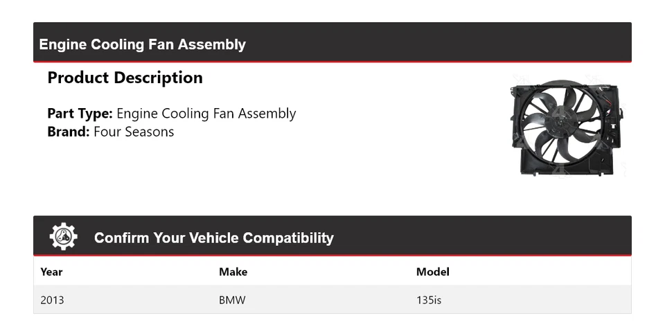 Conjunto de ventilador de refrigeración del motor BMW 135is 2013 4 estaciones Foto 2 de 4