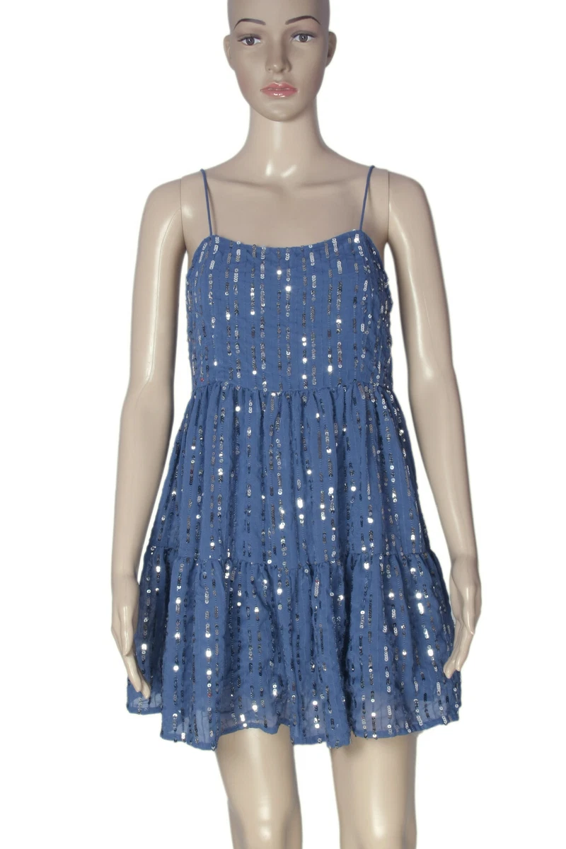 Urban Outfitters UO Hanna Embellished Sequin Babydoll Mini Dress