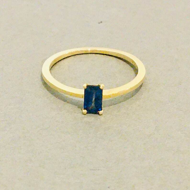 HONEYCAT Tiny Baguette Crystal Ring - Dainty Gold, Rose Gold, Or Silver Minimalist Jewelry - View #3