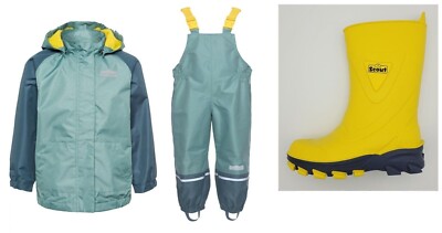 3tlg. Scout Regen-Kombi Regenhose Regenjacke Stiefel Matschanzug UVP 104,- NEU