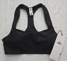 Alo Women  s Airlift Advantage Racerback Bra Black Color Size Medium Item W9555R
