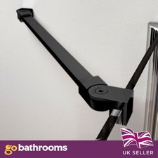 Black Angled Brass Shower Support Bar - Suitable for 880, 980 & 1180mm Screen