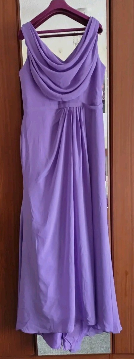Sheath/Column Cowl Neck Sleeveless Chiffon Bridesmaid Dresses With Pleated  Split | eBay UK