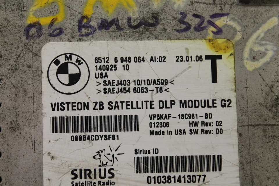 BMW 323i 525i 2005-2006 receptor de satélite remoto 65126948064 módulo 257 3N2-B1 Foto 3 de 4