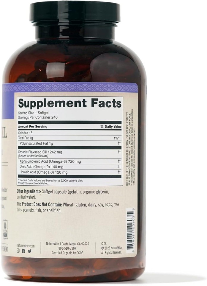 NatureWise Flaxseed Oil 1200 mg Fish Free Omega 3 Supplement eBay