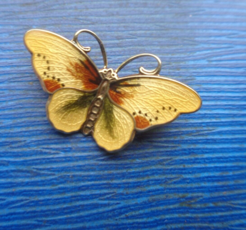 Norwegische Sterlingsilber & Emaille Schmetterling Brosche - Hroar Prydz Der - Foto 1 di 12