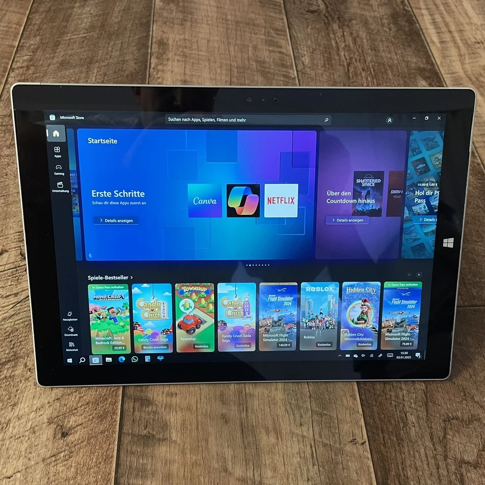 Microsoft Surface Pro 3 Tablet Intel i5-4300U 8GB RAM 256GB SSD mit Windows 11