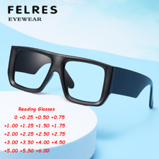 146mm Anti Blue Light Square Thick Frame Reading Glasses Men Women 1.75 6.00