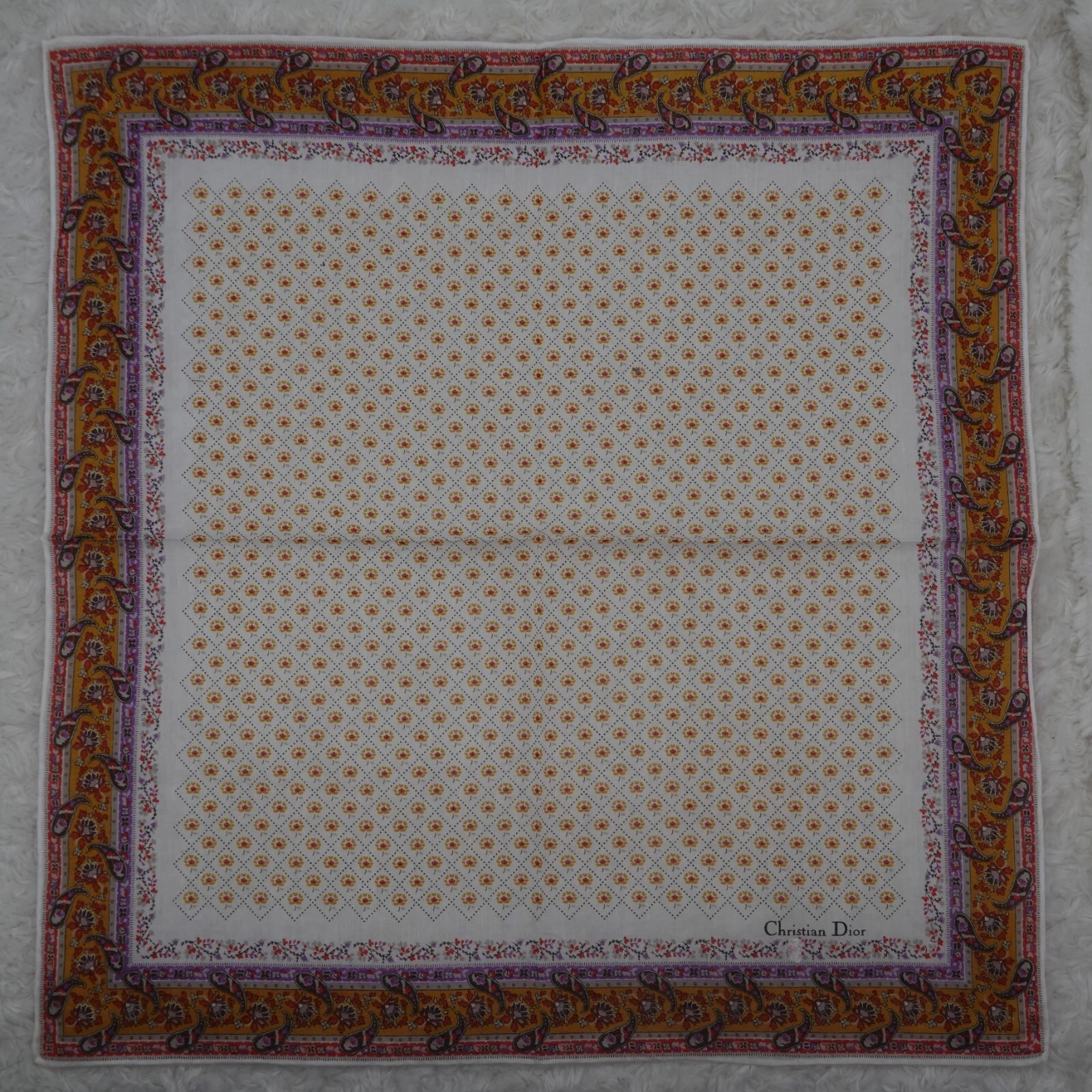 Foulards de poche en coton fleur blanche M409 CHRISTIAN DIOR 17