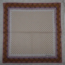 M409 CHRISTIAN DIOR White Flower Cotton Scarf Scarves Pocket Square 17" X 17"