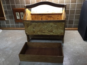 Vintage-Mid-Century-Wooden-Sewing-Box-Basket-2-Flip-Hinged-Lids-Removable-Shelf