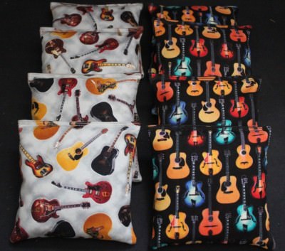  Cornhole Bean Bags 8 ACA Regulation Party Game Rock & Roll Guitar