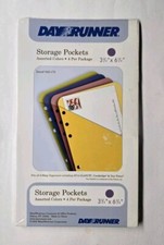 Day Runner Storage Pockets 4 Count Assorted Colors 3 3/4" x 6 3/4" 6 Ring