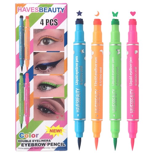 Eyeliner Double-Head 4 Color Liquid Stamp Decorate Eye Liner Pencil Eye Makeup