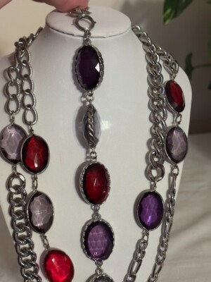 Beautiful Victor Alfaro Colorful Necklace (40'') and Bracelet with pouch  