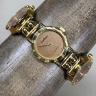 Eastman Women Dress Liberty Gold Round Bracelet Pennies Coin Quartz Watch 7 1/2"