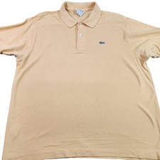 Lacoste Polo Shirt Mens XL Yellow Solid Croc Logo Pique Knit Golf Casual