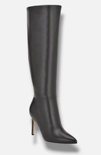 Nine West Women's Black Leather Richy Heeled Boots Shoes Size: 8.5M