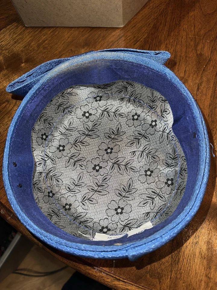 Винтажный васильковый синий таблетка шляпа с большой бант оригинал на DAYNE W YOUNGKERS коробка - Изображение 2 из 4