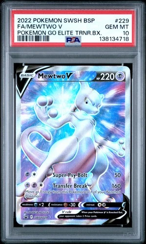 2022 POKEMON SWSH BLACK STAR PROMO #229 FULL ART/MEWTWO V PSA 10