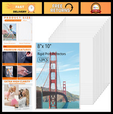 12PCS 8"x10" Clear Rigid Print Protectors - Hard Plastic Sleeves for Photos, Pos