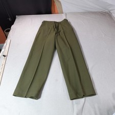 Vintage US Army Wool Pants Mens Small Long Green Field Military Trousers 50s