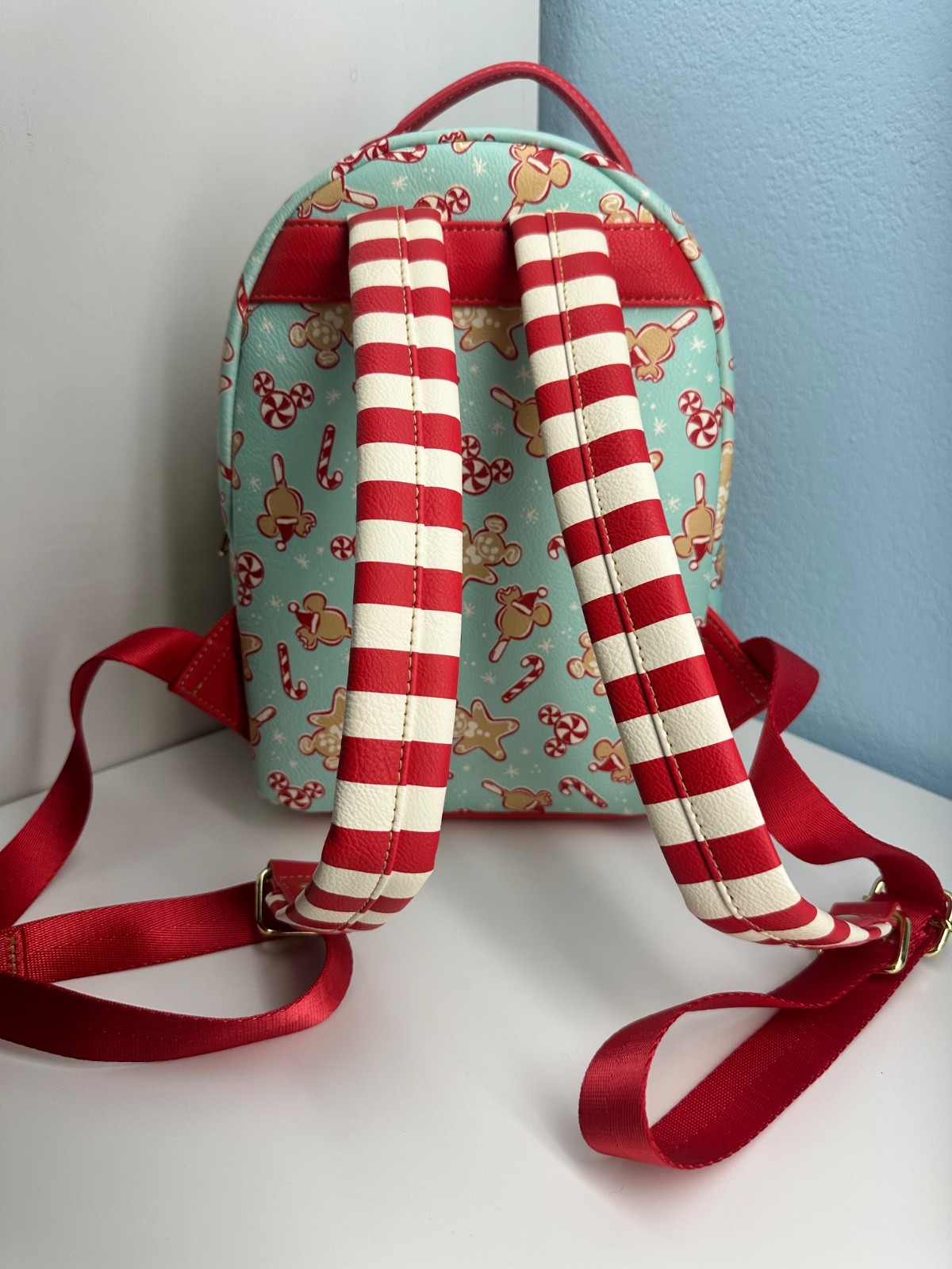 Loungefly Disney Parks Christmas Holiday Peppermint Snacks Bag- Lightly Used image 3
