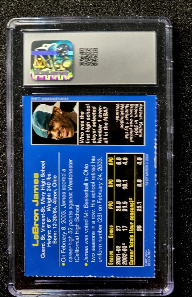 2003 Sports Illustrated SI For Kids Lebron James Rookie Card RC #264 CGC AA - Image 2 of 2