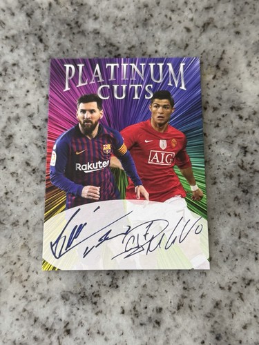 Cristiano Ronaldo Platinum & Messi Cuts Limited Edition Facsimile Auto/1000