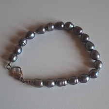 Armband mit grauen Barockperlen, 19 Perlen, K...