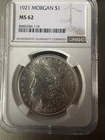 1921-P) Morgan MS 62 Ngc (90% Silver)
