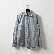 Canali Button Down Dress Shirt Mens Size: 42/16.5 Light Blue Plaid Made in Italy