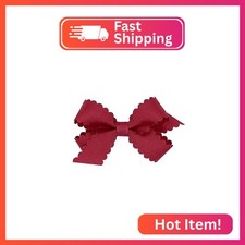 Wee Ones Girls' Classic Grosgrain Hair Bow with Scalloped Edges, No-Slip Hair Cl