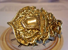 Victorian Pocket Watch Chain Fob 18ct Gold Plated 1890s Large Antique Shield Fob