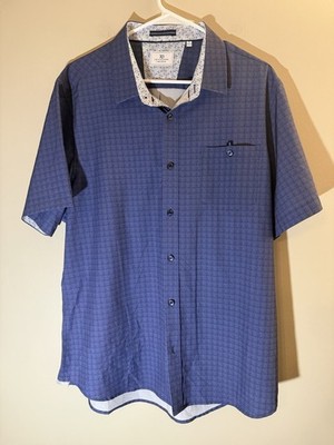 7 Diamonds 4-Way Stretch Button Down Short Sleeve Shirt Mens XL