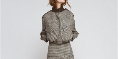Zara ZW COLLECTION CHECK BOMBER JACKET Brown Size XS-L 2229/838/700