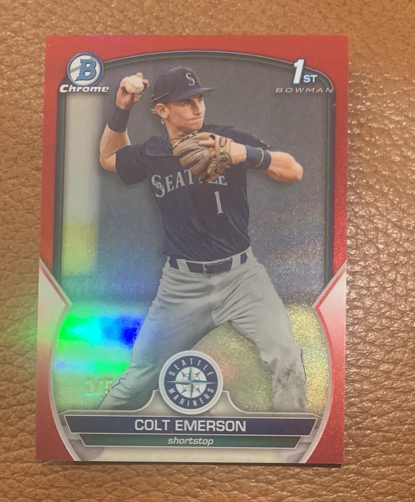 2023 Bowman Chrome Draft Colt Emerson 1st Red Refractor 2/5 BDC-42 🔥 See Desc