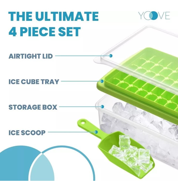 Ice Cube Tray With Lid Freezer Storage Bin Easy Release 55 Mini Nugget Container