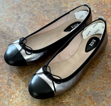 BLOCH WOMEN'S CHARA BALLET FLATS BLACK AND SILVER SIZE 37 NEW IN BOX