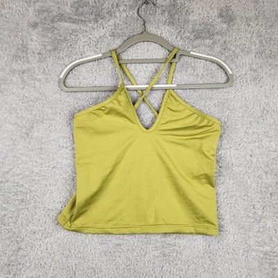 Vintage Sun Streak Tankini Top Womens 10 Green Bra Crisscross Boho 80s Retro Old