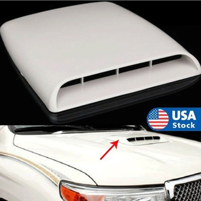 Universal Car Decorative Air Flow Intake Hood Scoop Vent Bonnet Cover Trim White
