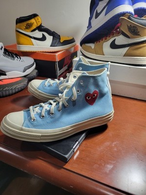 Size 12 RARE Converse Chuck High Comme des Garçons Play Bright Blue Worn1x CDG