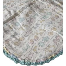 Receiving Blanket Hand Crocheted Edge New Baby Shower Gift Pastel Baby Animals