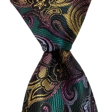 BRUNO CONTE 100% Microfiber Classic Necktie Designer PAISLEY Multi-Color EUC