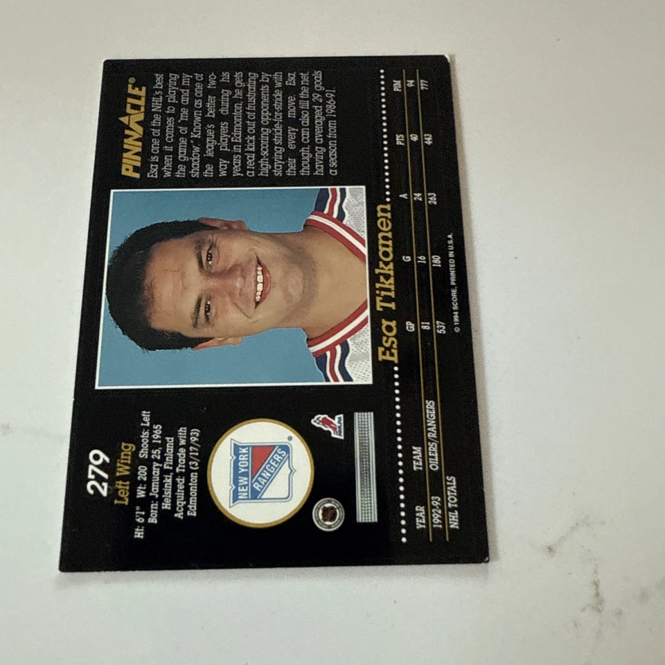 1993-94 Pinnacle - Esa Tikkanen #279 - Image 2 of 2