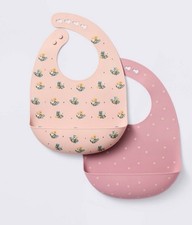 Silicone Bibs - 2pk - Flowers/Dots - Cloud Island