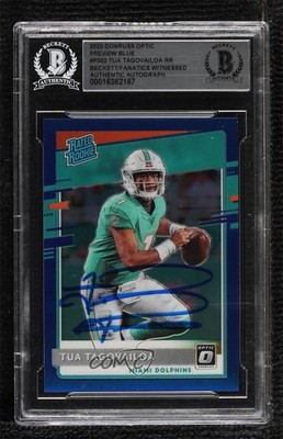 2020 Donruss Rated Optic Preview Blue Prizm 33/125 Tua Tagovailoa Rookie RC 0rm0