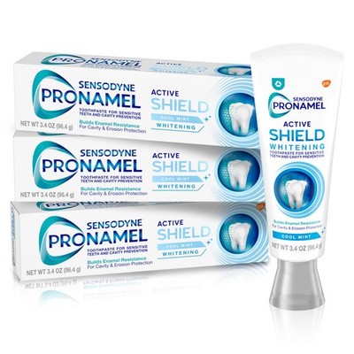 Active Shield Enamel-Strengthening Whitening Toothpaste, Cool Mint, 3x 3.4oz
