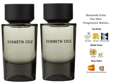 2 PC Kenneth Cole For Him Eau de Toilette Spray 2 X 0.50 Men's Cologne New.NoBox