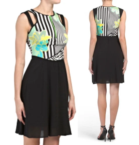 Abito VERSACE JEANS con cerniera anteriore aderente e svasato taglia US L IT 48 US XL IT 50